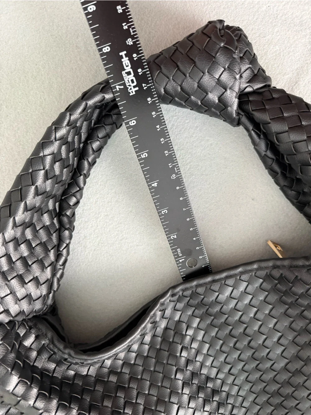 Black Woven Leather Hobo Shoulder Bag